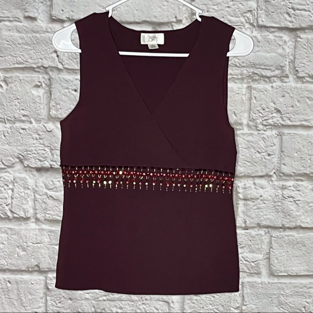 Ann‎ Taylor Loft Born Beaded Tank Women's Size Medium